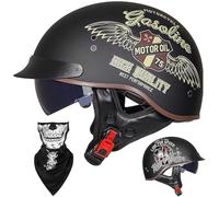 Half Helmet Open-Face Helmet Brain - Cap Cruiser Chopper Scooter Pilot Jet Helmet DOT+ECE Certified Personality Retro Harley Motorcycle Helmet Vintage Motorcycle Helmet(C,M=(57~58cm))