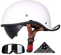 Half Helmet Open-Face Helmet Brain Cap Cruiser Chopper Scooter Pilot Jet Helmet ECE 22.06 Certified Personality Retro Motorcycle Helmet 3,M/(56~57cm)