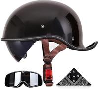 Half Helmet Open-Face Helmet Brain Cap Cruiser Chopper Scooter Pilot Jet Helmet ECE 22.06 Certified Personality Retro Motorcycle Helmet 4,XL/(60~61cm)