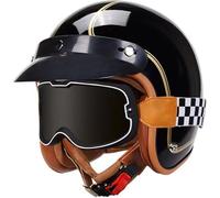 Half Helmet Open-Face Helmet Brain - Cap Cruiser Helmet Chopper Scooter Pilot Jet Helmet DOT/ECE Certified Personality Retro Motorcycle Helmet S-XL 1,M