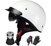 Half Helmets Motorbike Open Face Sun Visor Quick Release Buckle Adjustable DOT Approved Cycling Retro Cruiser Pilot Helmets for Adults Men and Women B5,L/(59~60cm)