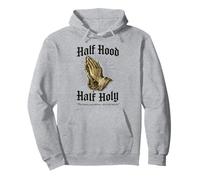 Half Hood Half Holy Praying Hands Rosary Pullover Hoodie