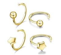 Half Hoops Earrings 925 Sterling Silver Small Huggie Hoop Earrings Ball, Bar, Star, Moon, Heart, Cross, Dot,High Polished Hug Hoop Earrings for Women Everyday Jewelry, Metal