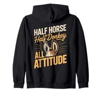 Half Horse Half Donkey All Attitude Funny Mule Saying Zip Hoodie