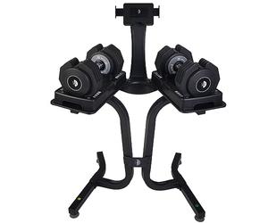 Half Human 10-in-1 Adjustable Dumbbells for Home Gym, Strength Training, Bodybuilding, 5-25kg Space-Saving Hand Weights Set with Non-Slip Handle, 5 Weight Levels & Heavy-Duty Floor Stand w/Media Rack