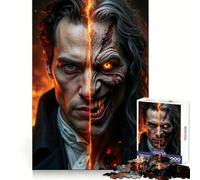 Half Human Half Monster Portrait 1000 Piece Jigsaw Puzzle for Teenagers DIY Fun Clear Tone Pattern Assemble Night Fun (50x75cm)
