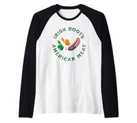 Half Irish Half American Funny Hot Dog USA St Patricks Day Raglan Baseball Tee