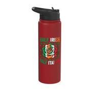 Half Irish Half Italian Rose Flag Flower St Patricks Day Stainless Steel Insulated Water Bottle