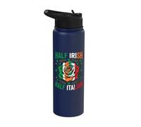 Half Irish Half Italian Rose Flag Flower St Patricks Day Stainless Steel Insulated Water Bottle