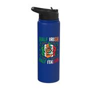 Half Irish Half Italian Rose Flag Flower St Patricks Day Stainless Steel Insulated Water Bottle