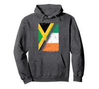 Half Irish Half Jamaican Flag Ireland Jamaican Dual Heritage Pullover Hoodie, Adult Unisex, Dark Heather Grey, XX-Large