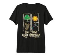 Half Irish Half Jamaican Shamrock Harp Hummingbird Vintage Premium T-Shirt