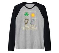 Half Irish Half Jamaican Shamrock Harp Hummingbird Vintage Raglan Baseball Tee