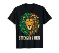 Half Irish Half Jamaican Split Lion Face Shamrock Dreads T-Shirt