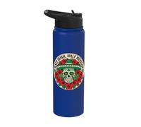 Half Irish Half Mexican Sugar Skull Shamrock Floral Calavera Stainless Steel Insulated Water Bottle