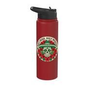 Half Irish Half Mexican Sugar Skull Shamrock Floral Calavera Stainless Steel Insulated Water Bottle