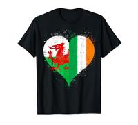 Half Irish Half Welsh A Cool Flag in Heart An Ireland Wales T-Shirt