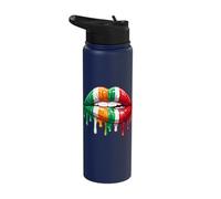 Half Irish Italian Flag Lips Dripping Paint Kiss Mixed DNA Stainless Steel Insulated Water Bottle