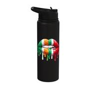 Half Irish Italian Flag Lips Dripping Paint Kiss Mixed DNA Stainless Steel Insulated Water Bottle