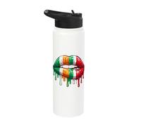 Half Irish Italian Flag Lips Dripping Paint Kiss Mixed DNA Stainless Steel Insulated Water Bottle