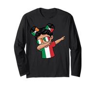 Half Italian Half Irish Cute Dabbing Girl Messy Bun Flag Long Sleeve T-Shirt
