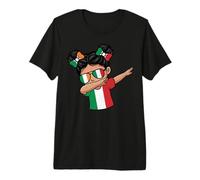 Half Italian Half Irish Cute Dabbing Girl Messy Bun Flag Premium T-Shirt