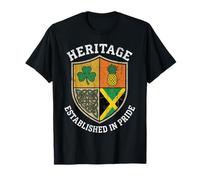 Half Jamaican Half Irish Heritage Crest Logo Pineapple T-Shirt