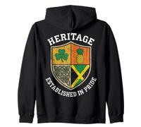 Half Jamaican Half Irish Heritage Crest Logo Pineapple Zip Hoodie