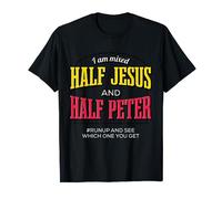 Half Jesus Half Peter Christian Religious Bible T-Shirt