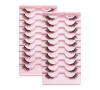 Half Lashes, 20 Pairs Natural Look False Eyelashes with Clear Band Reusable Simulated Half Lashes,Cat Eye Lashes,Short Wispy Fake Eyelashes Set for Women Girls