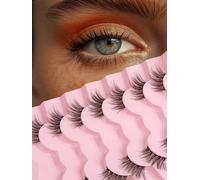 Half Lashes Cat Eye False Eyelashes Natural Look 14MM Natural Corner Lashes Wispy Half Eyelashes 3/4 Lash with Thin Cotton Band C Curl Soft Eyelash Siligli 7 Pair