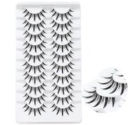 Half Lashes Natural Look 10 Pairs Eye Lashes 10mm 3D Fluffy False Eyelashes with Clear Band Short Half Eyelashes()