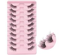 Half Lashes Natural Look 10 Pairs Eye Lashes 10mm 3D Fluffy False Eyelashes with Clear Band Short Half Eyelashes()