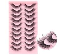 Half Lashes Natural Look 10 Pairs Eye Lashes 10mm 3D Fluffy False Eyelashes with Clear Band Short Half Eyelashes()