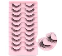 Half Lashes Natural Look 10 Pairs Eye Lashes 10mm 3D Fluffy False Eyelashes with Clear Band Short Half Eyelashes()