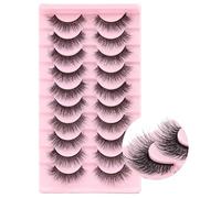 Half Lashes Natural Look 10 Pairs Eye Lashes 10mm 3D Fluffy False Eyelashes with Clear Band Short Half Eyelashes()