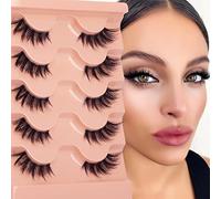 Half Lashes Natural Look Cat Eye False Eyelashes Wispy 3D Faux Mink Lashes Clear Band Fluffy Strip Eyelashes by Winifred