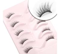 Half Lashes Natural Look Strip Clear Band Soft Strip Corner Fake Cat Eye Short Accent Lashes 5 Pairs Set Pack[Hecate | 6-12mm, ]