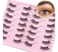 Half Lashes Natural Looking 3/4 False Eyelashes 14 Pairs Cat Eye Lashes Accent Eyelashes 3D Multi-layers Wispy Natural Half Fake Lashes Set By EMEDA (W30)