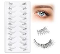 Half Lashes Natural Looking 3/4 False Eyelashes 14 Pairs Cat Eye Lashes Accent Eyelashes 3D Multi-layers Wispy Natural Half Fake Lashes Set By EMEDA (B309)