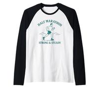 Half Marathon Running Strong and Steady Design Raglan Baseball Tee