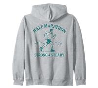 Half Marathon Running Strong and Steady Design Zip Hoodie