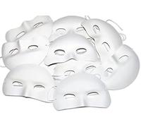 Half Mask for Kids - 12 White Flocked Craft Masks to Decorate | DIY Mask Making Kit for Classrooms, Parties & School Projects - Creative Art Supplies Pack