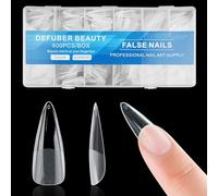 Half Matte Long Pointed Fake Nail Tips, Soft Gel Pre-Shaped Nail Tips, Full Cover False Nails with Clear Box for Nail Salons and DIY Nail Art, 600PCS/12 Sizes