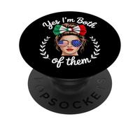 Half Mexican American Yes I'm Both of Them Mexico USA Flag PopSockets Adhesive PopGrip
