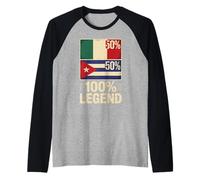 Half Mexican Cuban Roots 100% Legend Mexico Cuba Raglan Baseball Tee