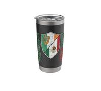 Half Mexican Half Irish Flag Shield Mex-Irish Vertical Text Stainless Steel Insulated Tumbler