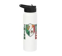 Half Mexican Half Irish Flag Shield Mex-Irish Vertical Text Stainless Steel Insulated Water Bottle