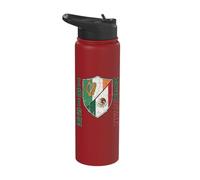 Half Mexican Half Irish Flag Shield Mex-Irish Vertical Text Stainless Steel Insulated Water Bottle