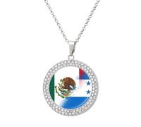 Half Mexico Half Honduras Flag Vintage Necklace Gold Silver Pendant Jewelry Lady Multicolored Diamond Necklaces with Chain